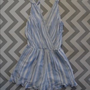 blue striped romper